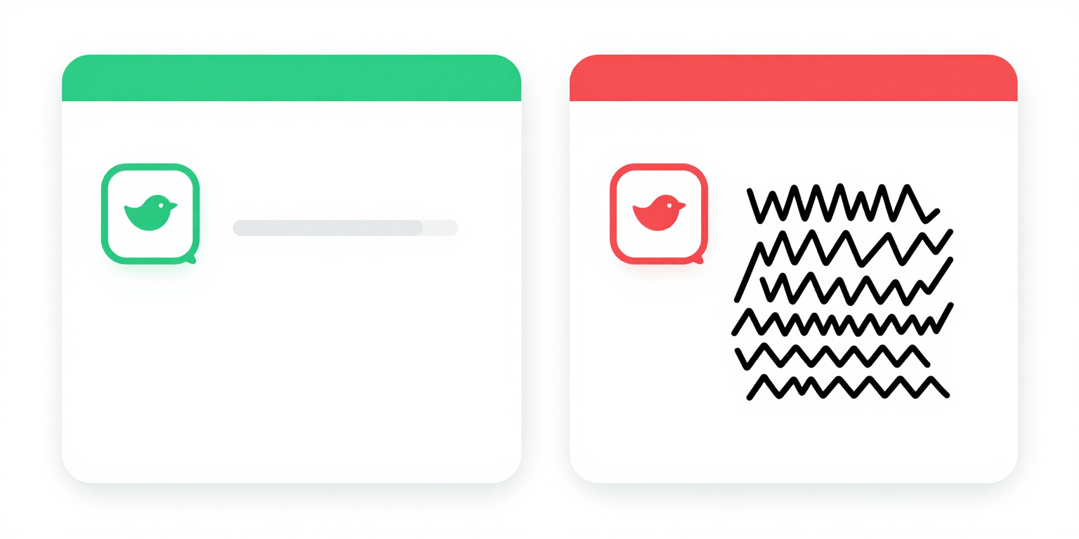 Comparison of an icon link with an aria-label that is announced as a clear description versus the same icon link without a label where the screen reader reads the full raw URL.
